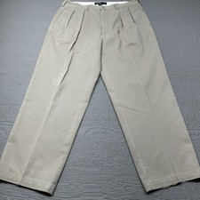 Vintage Polo Ralph Lauren Pants Mens 36X29 Beige Cuffed Pleated Cotton Chino Y2K