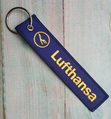 Lufthansa Airline Keychain - German Flag Carrier Key Tag, 5.1 X 1.2 Inches