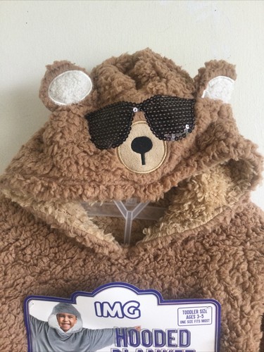 IMG SHERPA OVERSIZED HOODED COOL BEAR BLANKET FRONT POCKETS TODDLER SIZE 3-5 NWT - Picture 7 of 15