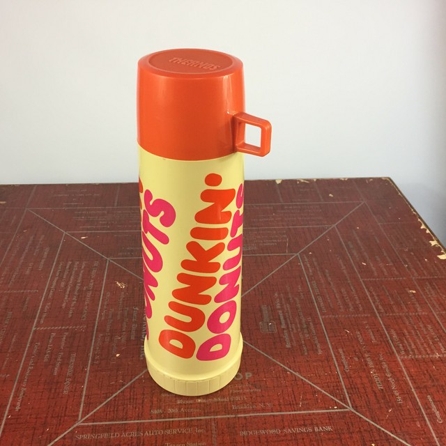 Vintage Dunkin Donuts Coffee Thermos Tall Large Big Drink Holder Cooler