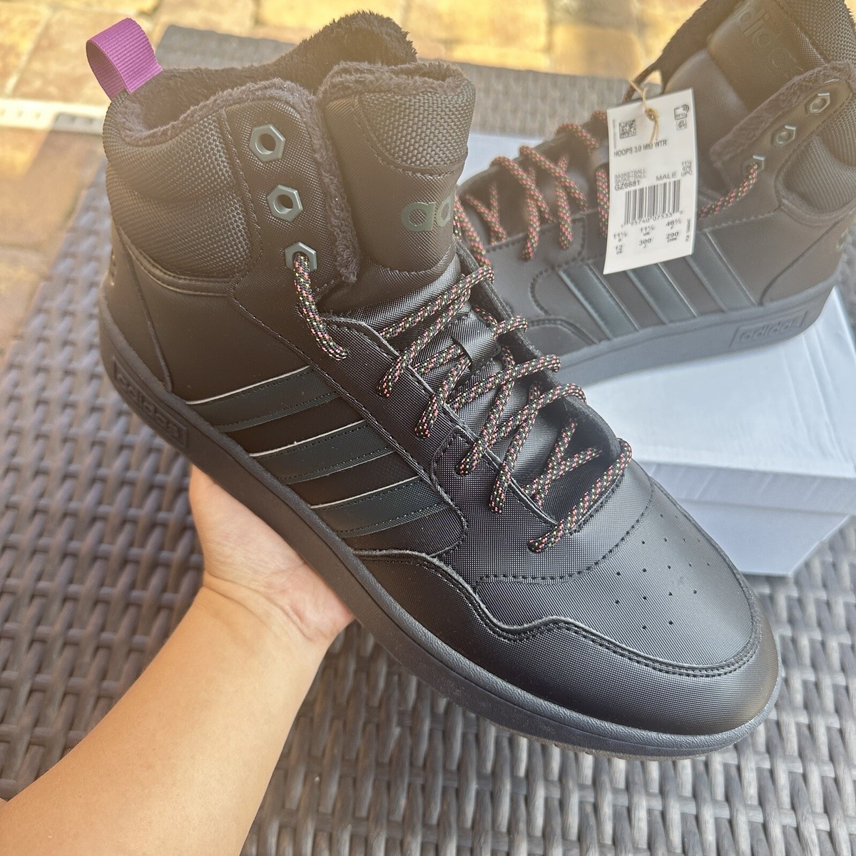 Adidas Hoops 3.0 Winter Mid Black Shadow Green Gum Men's Adidas Hoops 3.0 Winter Mid Black Shadow Green Gum Men's