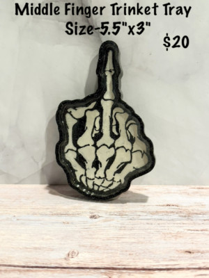 Handmade Middle Finger Resin Trinket Tray- Size 5.5'' x 3''
