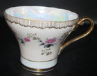 Vintage UCAGCO Japan Tea Cup Saucer Floral Rose Gold Trimmed Iridescent Interior — photo 6
