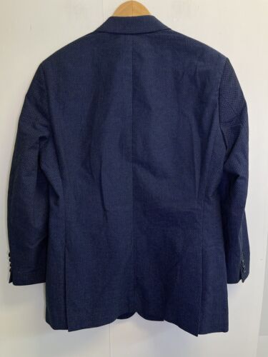Alan Flusser Cotton Navy Blue White Polka Dot 2-Button L Blazer Jacket Coat - Picture 11 of 12
