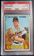 1967 TOPPS #475 JIM PALMER, PSA GRADED 8 NM-MT, CERT #25724592