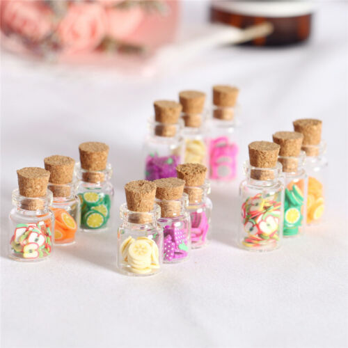 5PC Dollhouse Miniature 1:12 Scale Candy Dried Fruit Glass Jars Bottle Accessory - Picture 1 of 12