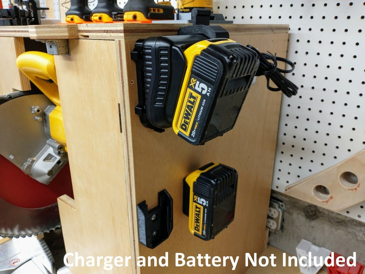 Wall Mount for DeWalt DCB107 Charger with Optional 20v Max Battery Mounts