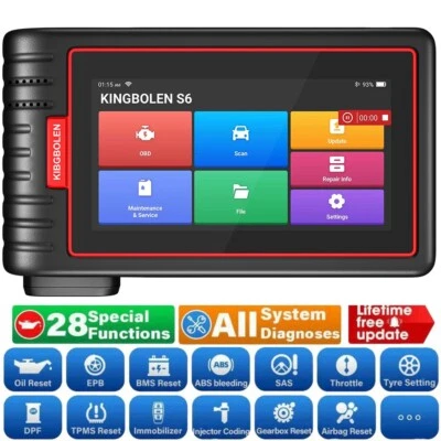 KINGBOLEN S6 Car Diagnostic Tool OBD2 Scanner ALL System Bluetooth- Free Update