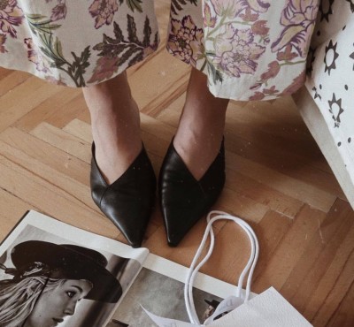 zara black leather mules