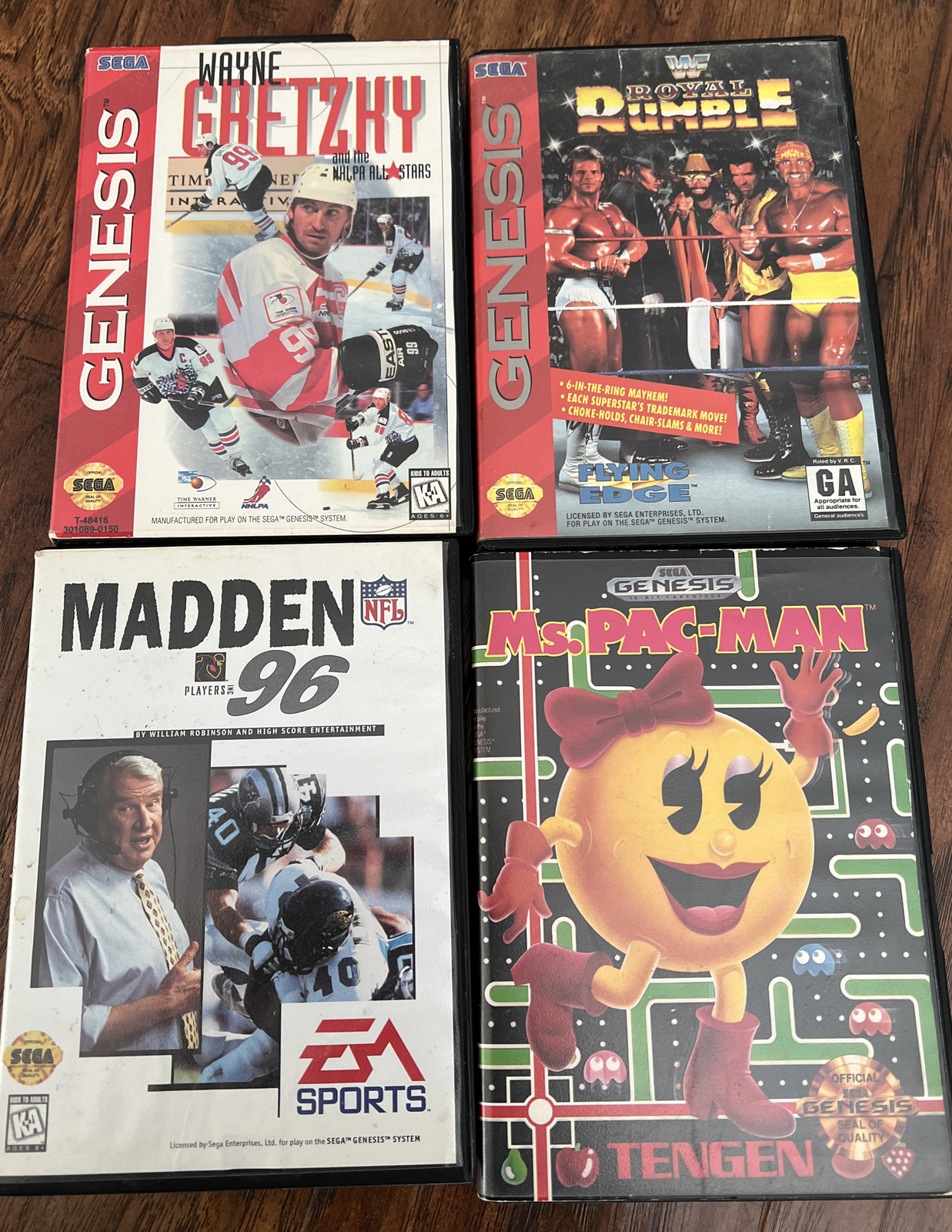 Sega Genesis Games lot Of 4 Ms Pac-man Royal Rumble Wayne Gretzky Madden 96  | eBay
