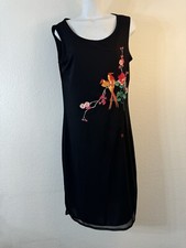 Carole Little Japanese Cherry Blossom Birds Embroidered Dress Medium