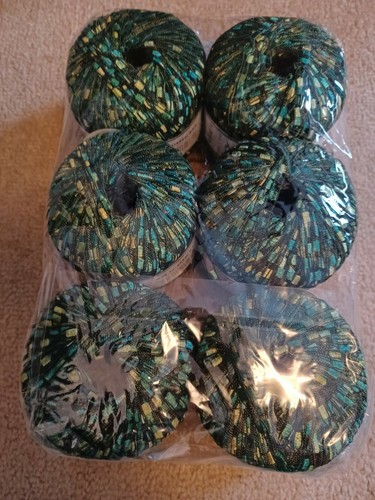 Lot of 6 Green Mini Ladder Ribbon Ice yarn Shades of Green 29856 50 Gram - Picture 2 of 4