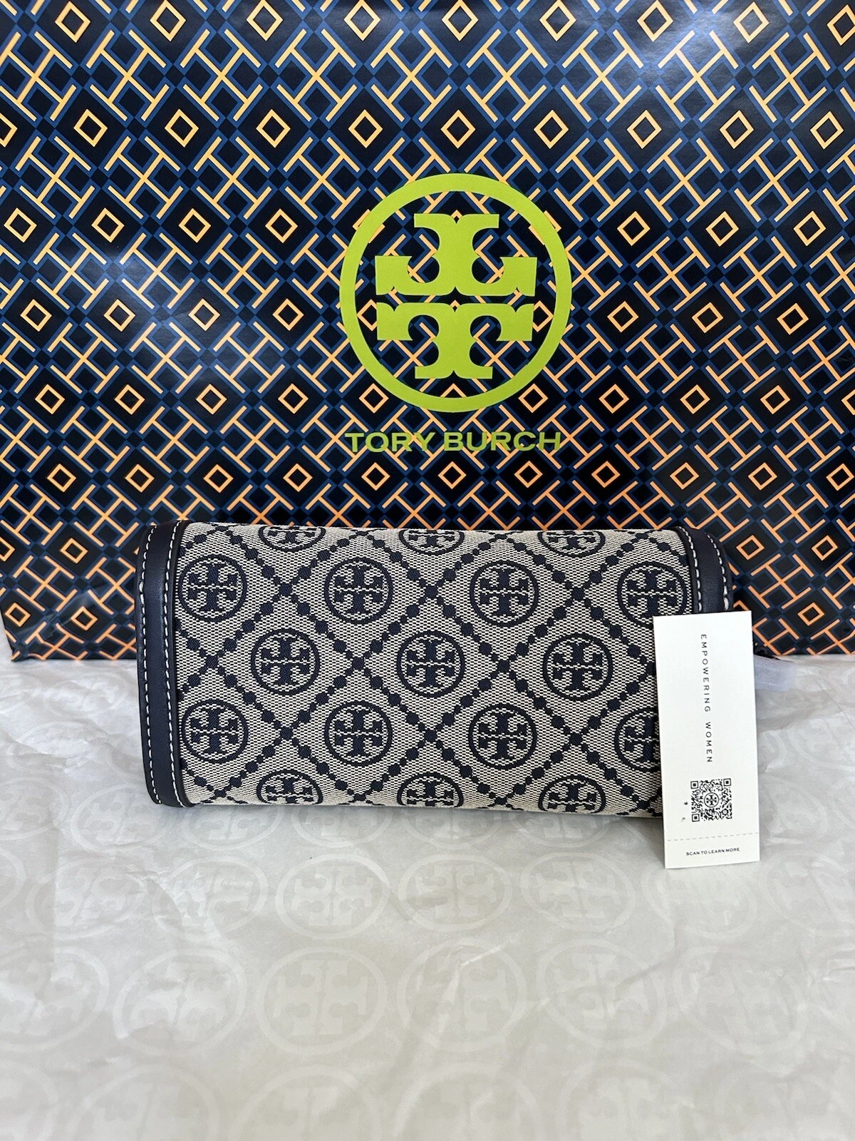 Nuova borsa a tracolla portafoglio jacquard monogramma Tory Burch T 13586 $348