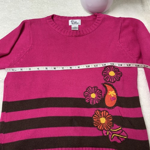 Lilly Pulitzer kids girls sweater pullover knit cotton floral embellished 12 VTG - Picture 7 of 12