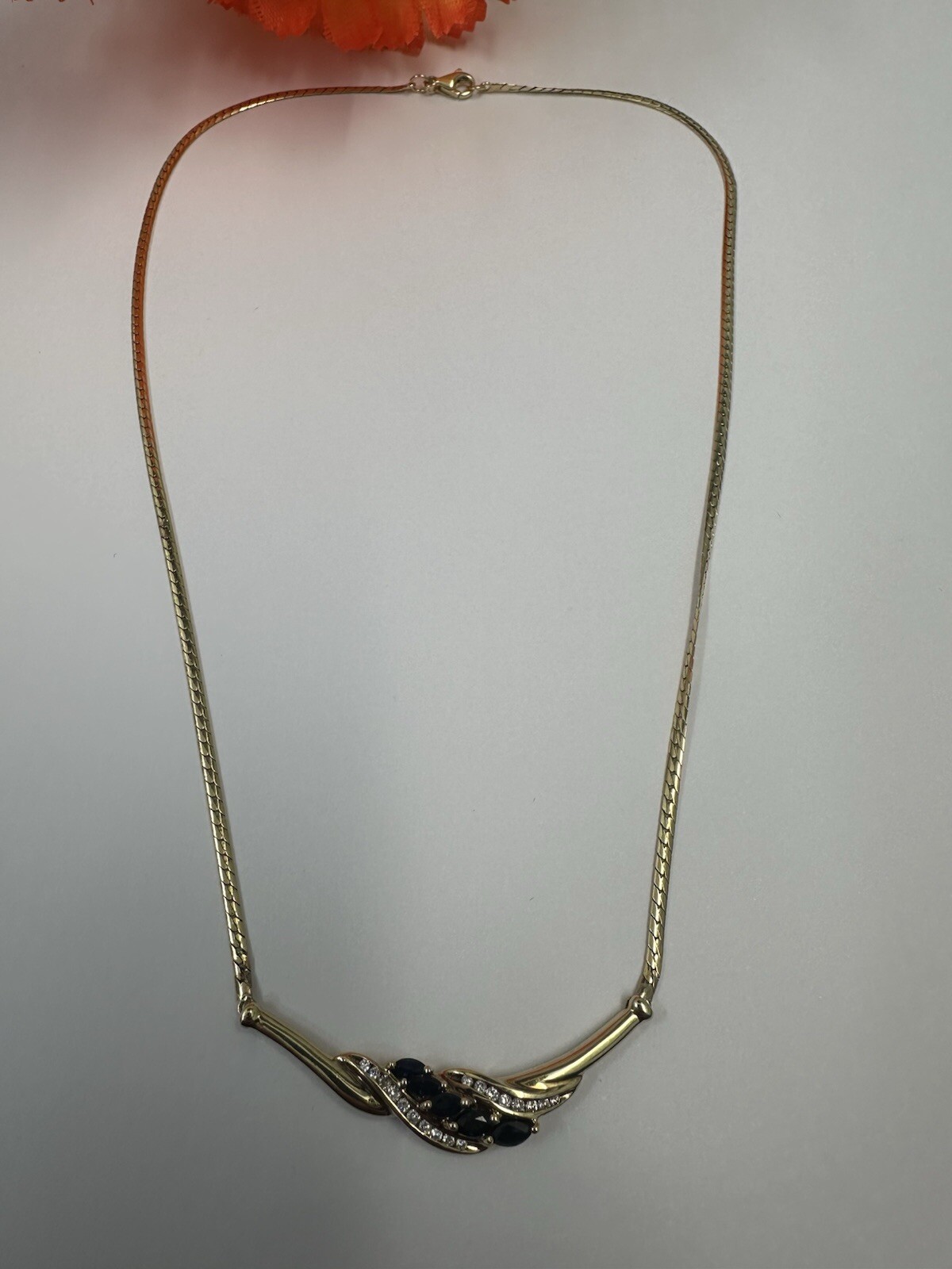 Pretty Sapphire/diamond Fancy Necklace. Marquise & Rounds