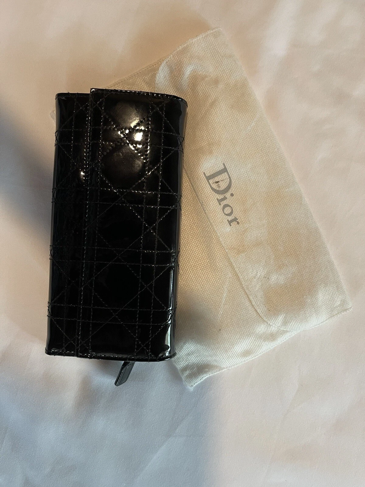 Portefeuille chaîne courte Christian Dior Lady Dior Rendez vous cannage courte courte courte courte courte courte brevet