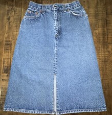 Vtg LEVIS 97084-0214 Lady SKIRT Long Denim ORANGE TAB SO115 