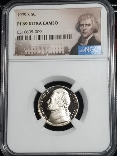 1999 San Francisco Proof Jefferson Nickel, NGC PF69 Ultra Cameo 