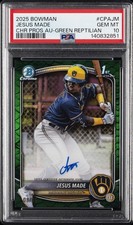 2025 BOWMAN CHROME PROSPECT AUTOS GREEN REPTILIAN #CPAJM JESUS MADE 8/99 PSA 10