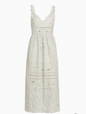 Sea NY Ivory Embroidered Cotton Lace Sleeveless Midi Dress V-Neck Size 10