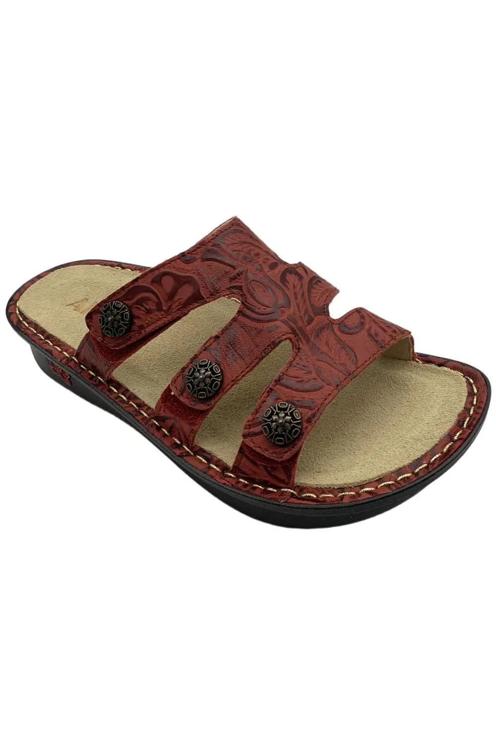 Alegria Women's Leather Slip On Sandals With Strap Detail Dinah Ruby