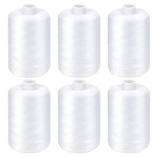 All Purpose Sewing Thread, White Thread for Sewing Machine, 6 Spools Each 1000