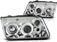 LED Angel Eyes Scheinwerfer passend für VW Bora 98-05 chrom