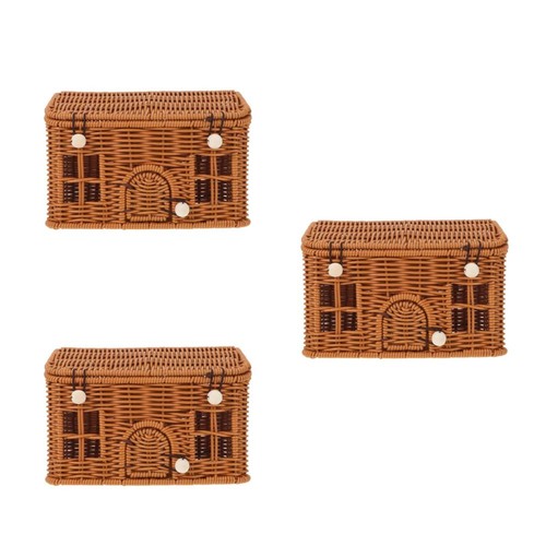 Scaffale decorativo tessuto a mano organizer imitazione rattan contenitore - Foto 18 di 18