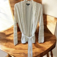Banana Republic Ivory Cream Cardigan W/Belt Size M - Note Green Mark Inside