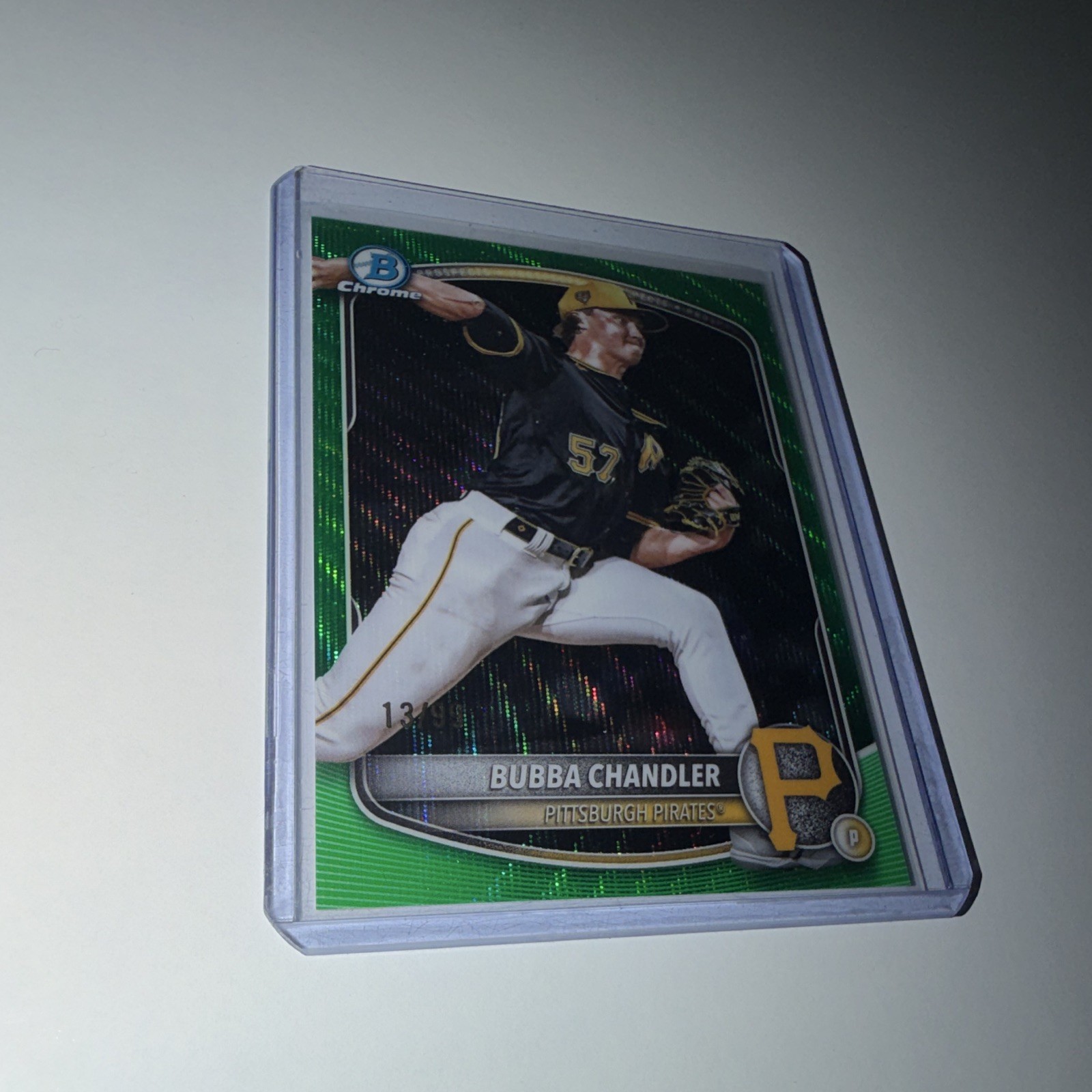 Topps Bowman Chrome 2025 Bubba Chandler RC #BCP-171 Green Wave Refractor /99 view 2