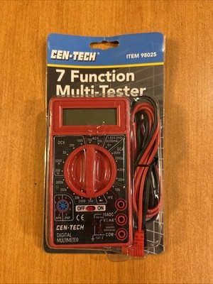 Cen-Tech 7 Function Digital Multi-Tester #98025 Multimeter with Leads New