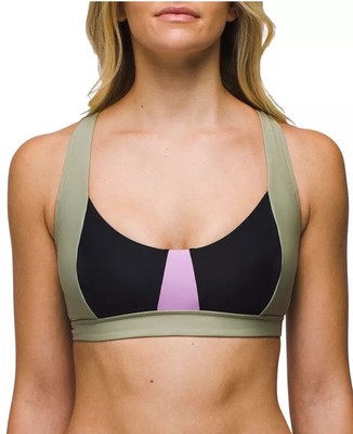New With Tags prAna Tulum Black Colorblock Bikini Top Size Large