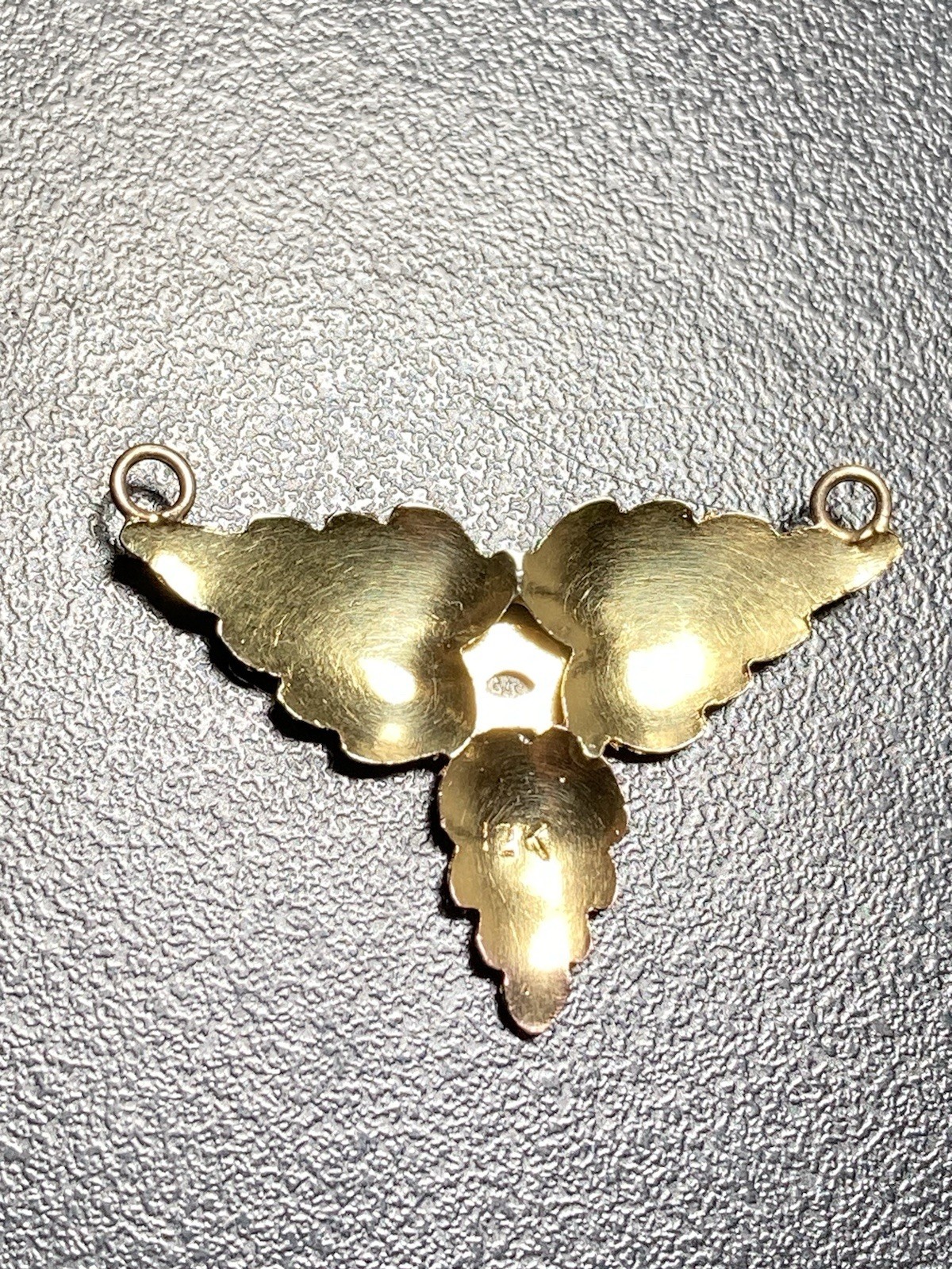 Vintage ~ Unique Two Ring Pendant Solid 12k Black… - image 6