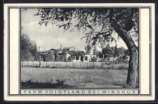 Old postcard Windhoek / German-South-West Africa, farm Vogtland near Windhoek from a meadow 