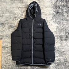 Under Armour Kids Black Puffer Hooded Jacket Size YXL JTG J EG