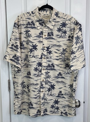 #ad Cooke Street Honolulu Hawaiian Shirt Mens XL Palm Tree Island Print Aloha Cotton $24.77
