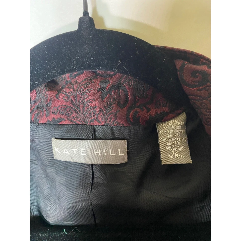 ✨ Kate Hill 女式提花佩斯利西装外套夹克勃艮第黑色 8 码 — 第 4/4 张图片