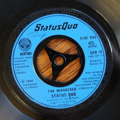 Status Quo   The Wanderer 7'' Single Record 1984 Vertigo Rock 45 RPM