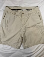 johnnie-O Men's Beige Cotton Chino Shorts, Button Back Pockets, Logo, JMSH1011
