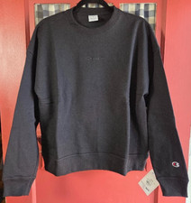 Champion Women's Black Powerblend Relaxed Crewneck Sweatshirt Size M NWT