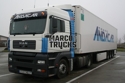 LKW Foto MAN TGA Kühlsattelauflieger Spanien weiß TRANS ANDACAR #b1fz