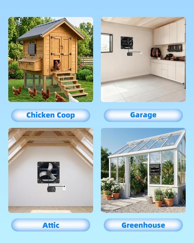 8'' Upgraded Shutter Exhaust Fan with Thermostat & Remote, 760 CFM Wall Mount... - 第 8/8 張圖片