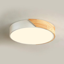 25W, Wooden Flush Ceiling Lamp Lighting, 3000K Warm Light, 2500LM CRI≥80