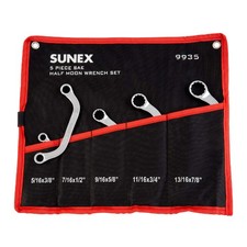 Sunex 9935 Sae Half Moon Wrench Set 5 Piece Polished With Canvas Pouch