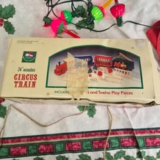 Vtg Kurt Adler Wooden Christmas Circus Train Set 24" Santa's World w/ BOX