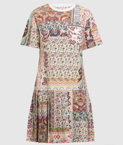 Etro, ETRO Dress Floral Short Sleeves Scooter Pleated Dress Pocket Made In Italy 40 S