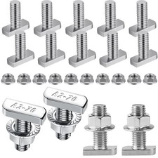 T Bolt Set M8x20mm T Slot Drop-in Hammer Head Bolts T Shape M8, Silver