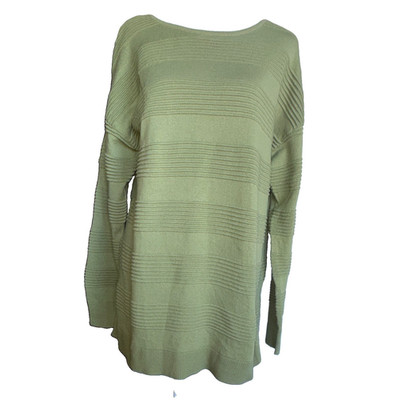 Michael Kors Women s Green Solid Textured Knit Crewneck Pullover Sweater M