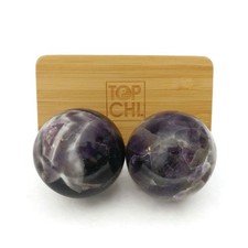 Top Chi Amethyst Baoding Balls with Bamboo Stand for Hand Therapy, Exercise, ...