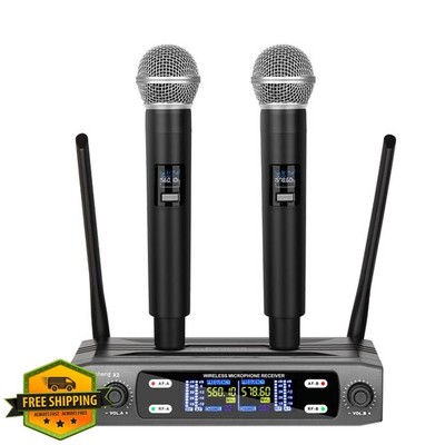 Depusheng VHF Dual Wireless Mic System 2 Handheld Mics